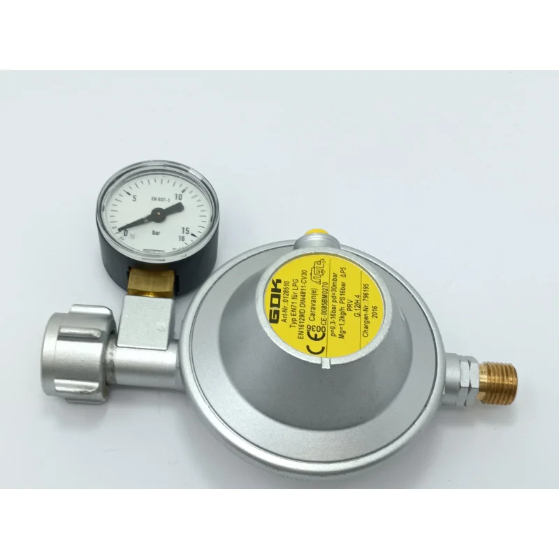 GOK Pressure Regulator 30mbar 1.5kg/h 10mm incl. pressure gauge